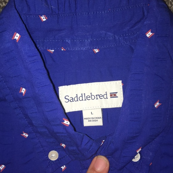 Blue saddlebred flag button down shirt - Picture 2 of 3